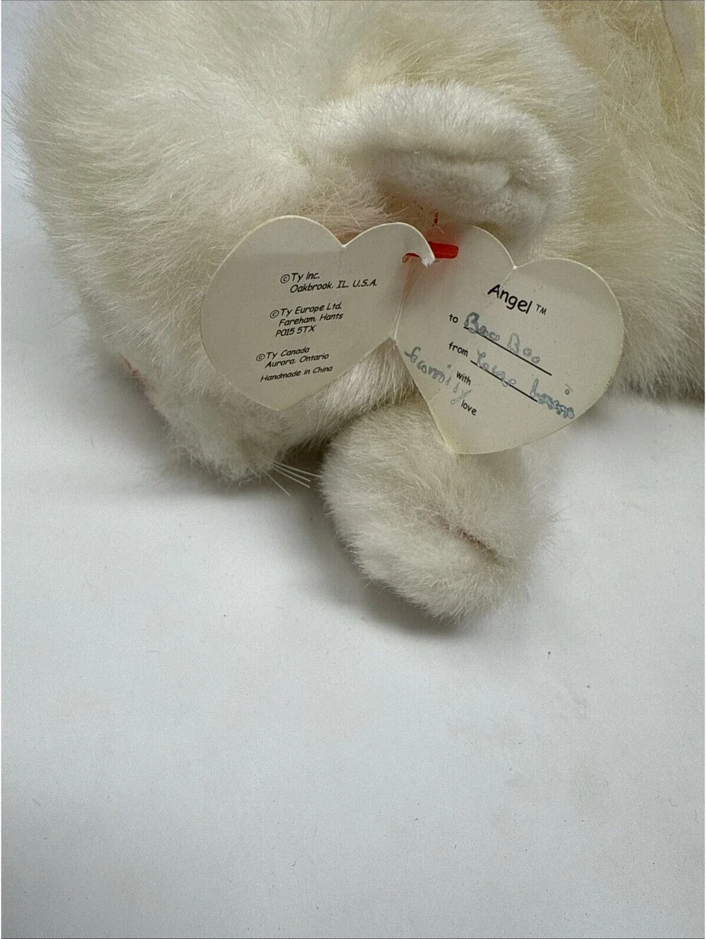 Ty Classic “Angel” the White Persian Cat w/ Pink Bow Plush 1997